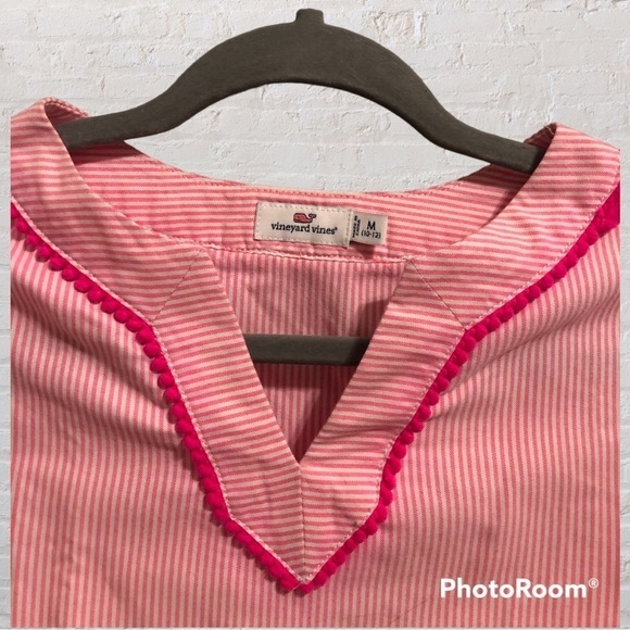 VINEYARD VINES | Girls Pink and White Striped Blouse Size M‎ (10-12) - Picture 1 of 6